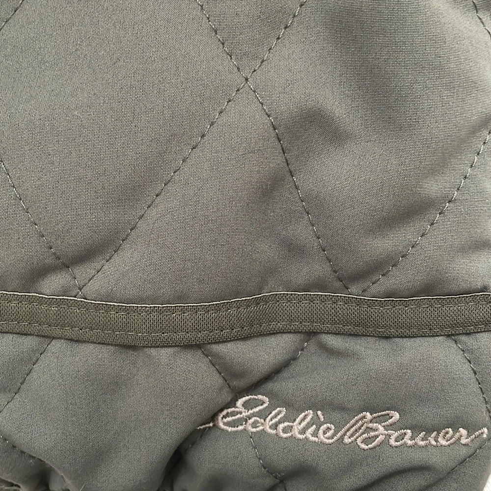 EDDIE BAUER Women’s Small Hooded Fleece Lined Vest Olive Green Faux Fur Gorpcore